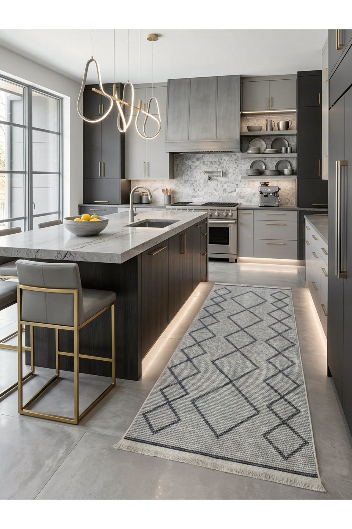 Geometrik Desen Lateks Taban Salon ve Yolluk Antre Halı