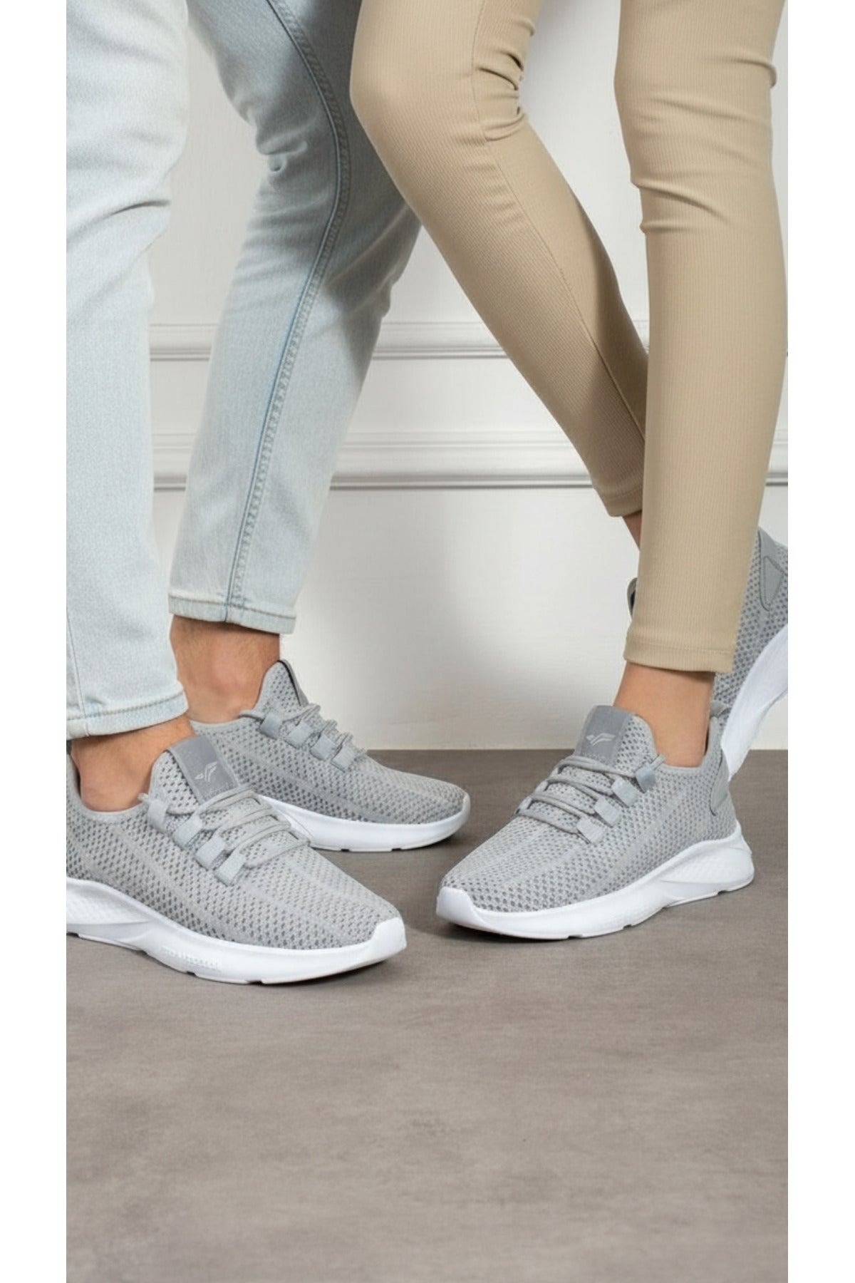 Unisex Gri Triko Fileli Spor Ayakkabı - Hafif Tabanlı, Günlük Yürüyüş ve Koşu Ayakkabısı