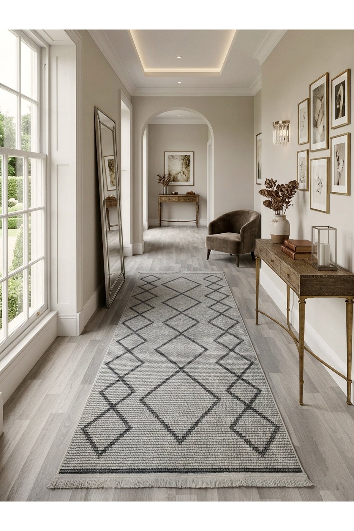 Geometrik Desen Lateks Taban Salon ve Yolluk Antre Halı