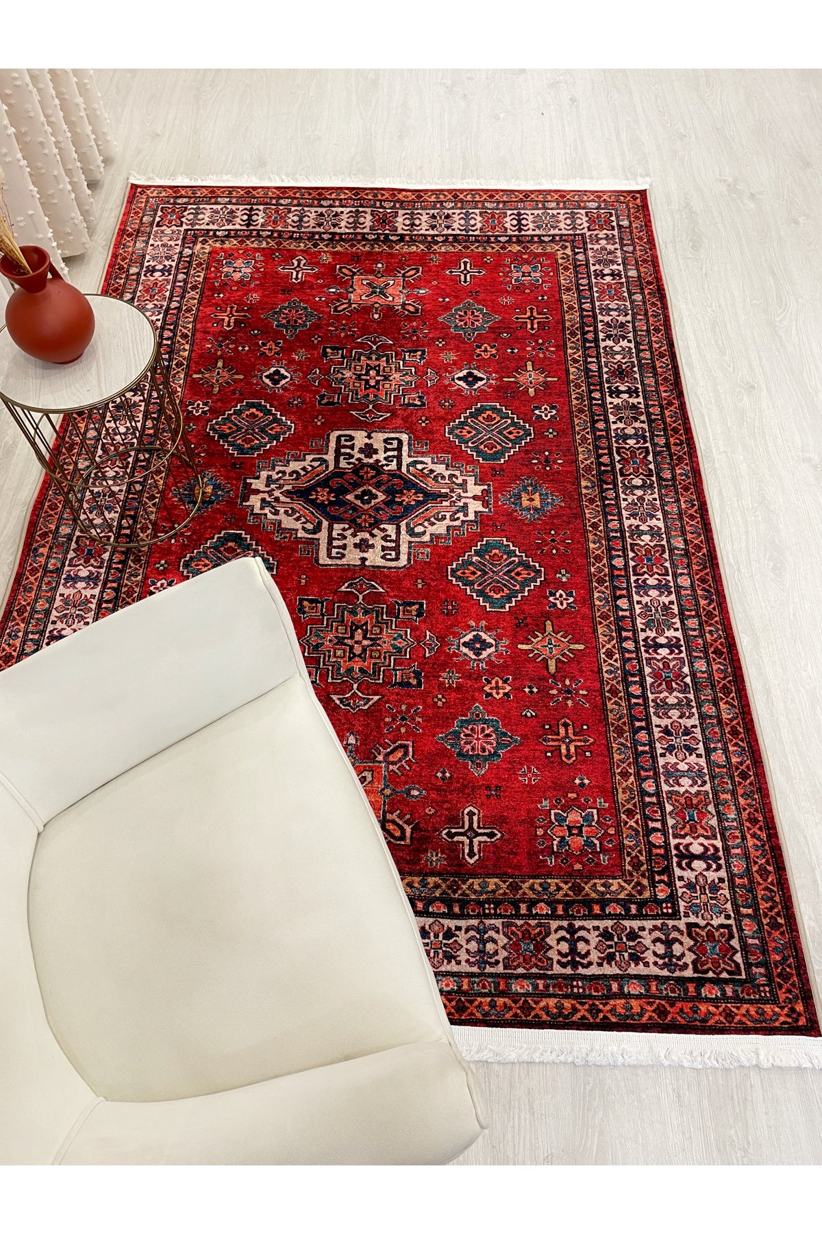 Kilim Motifli Klasik Kaymaz Taban Daire Halı