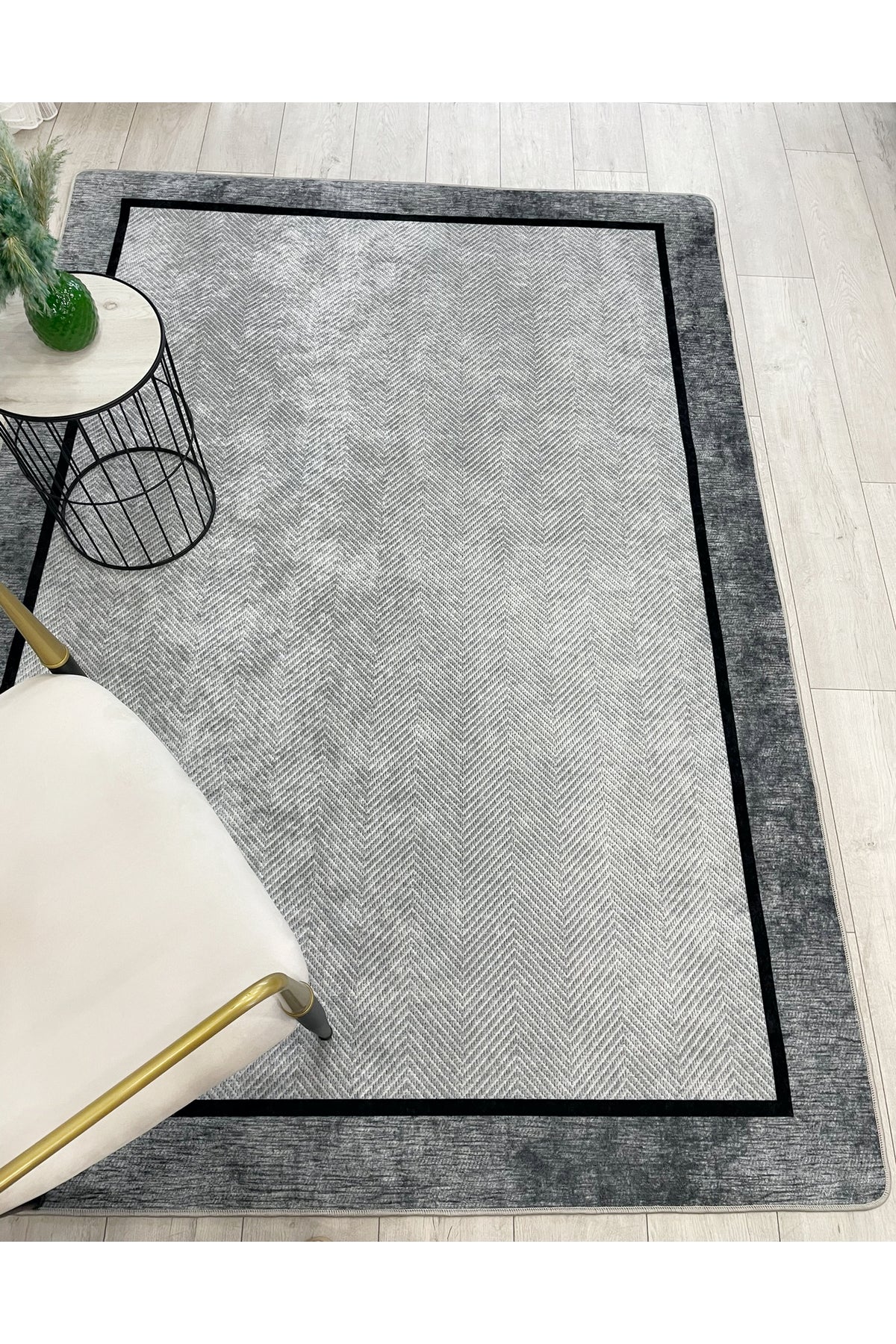 GRİ Jüt Sisal Görünüm Bordürlü Kaymaz Taban Yolluk Mutfak Halı