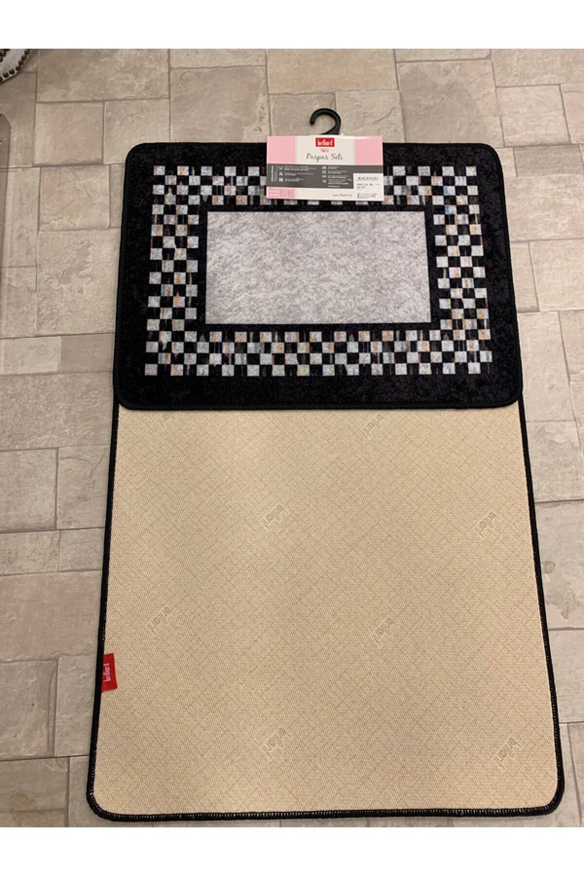 Lateks Taban Saçaksız (70X110 - 70X50) Ikili Banyo Paspas Takımı