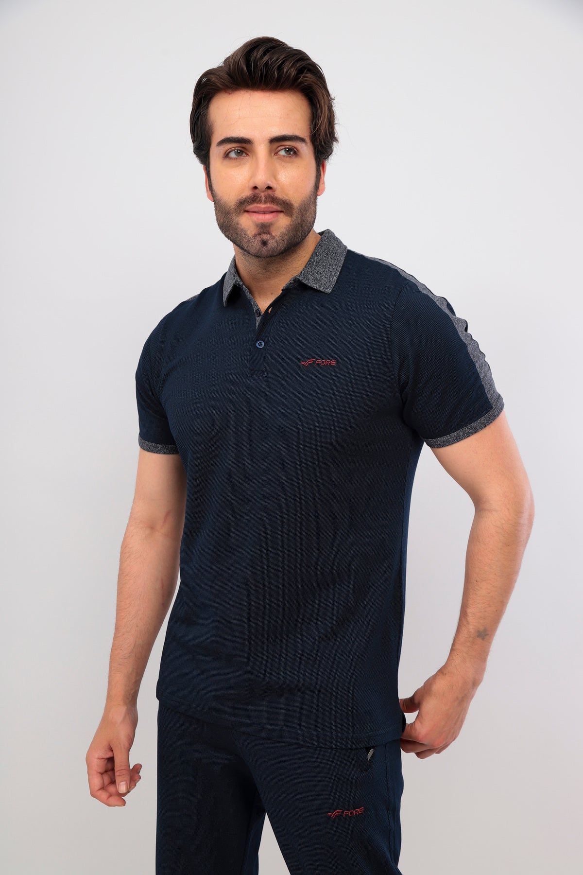 Erkek Lacivert Polo Yaka T-shirt Takım