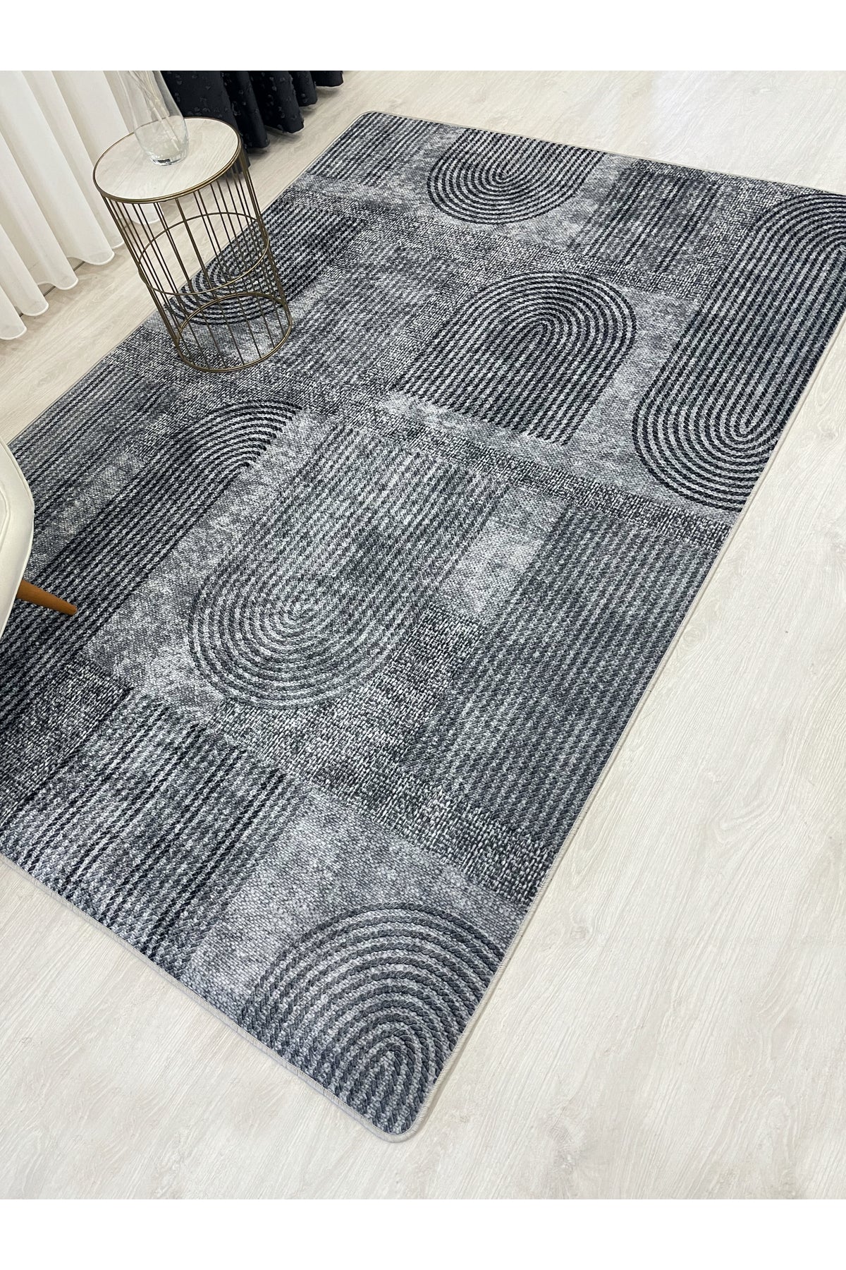 Gri Jüt Görünümlü Modern Halı