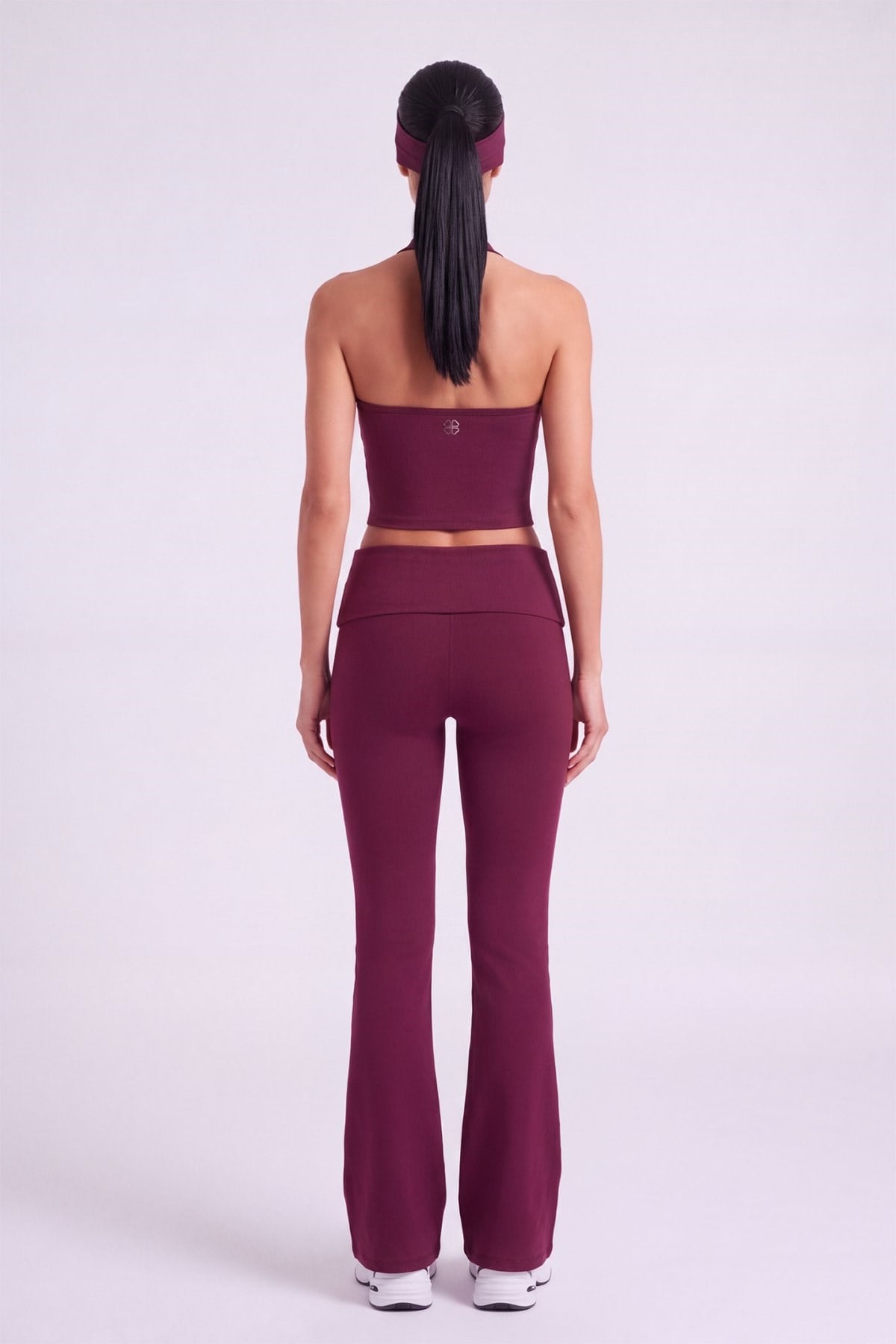 Beli Kıvrımlı Flare Ellen Tayt Pantolon Bordo