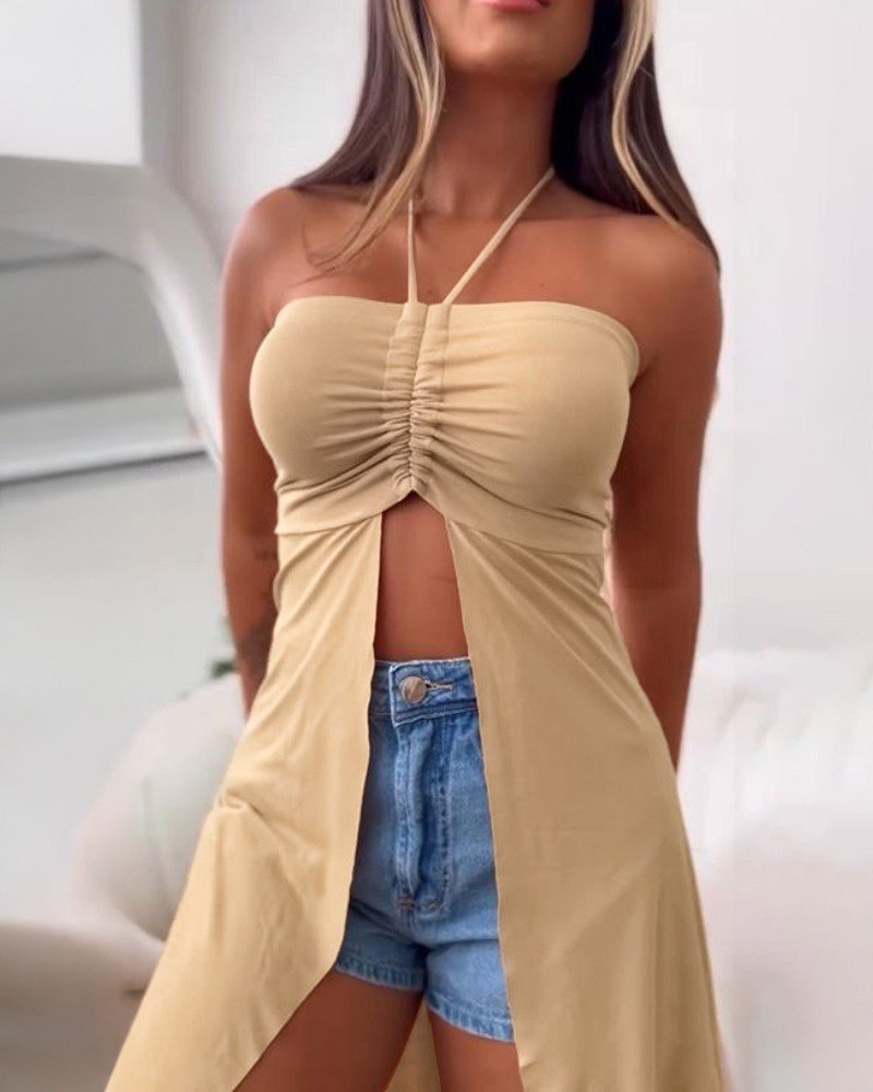 Women's Strapless Halter Neck Midi Blouse