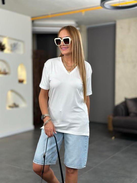 Women's Short Sleeve V-Neck Blouse