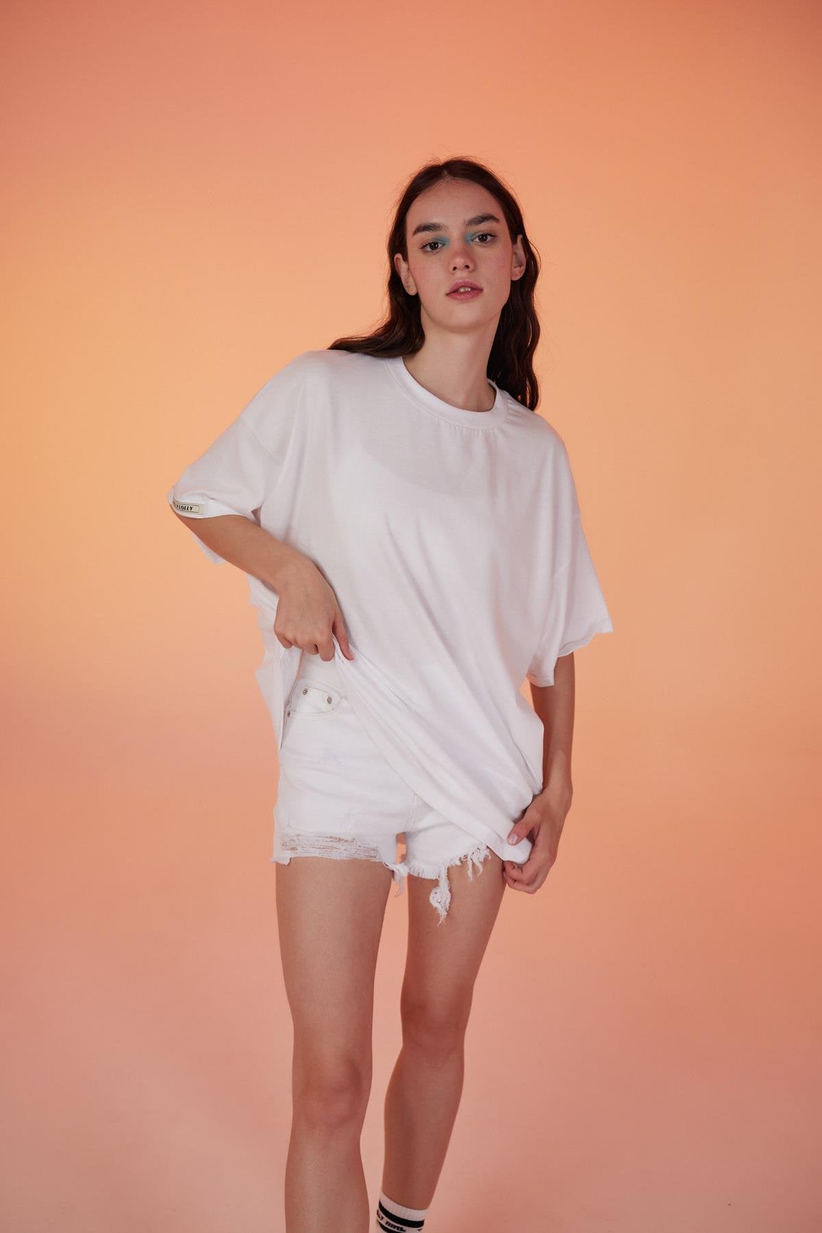 Pamuklu Unisex Oversize Lure Tshirt Beyaz Beyaz STD