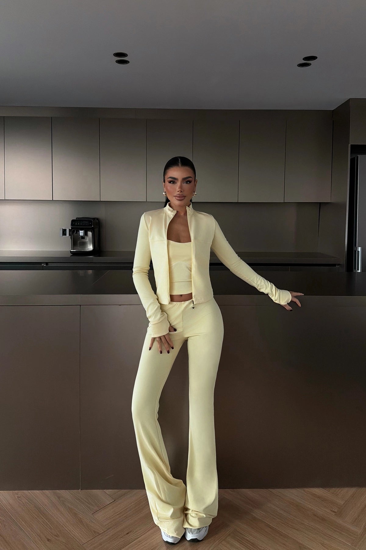 Sarı Croplu Takım