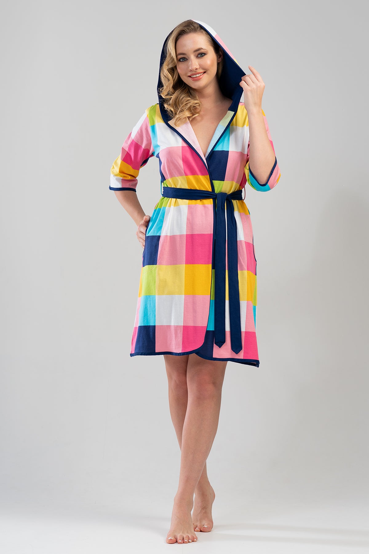 Woman Colorful Hoodie Dressing Gown