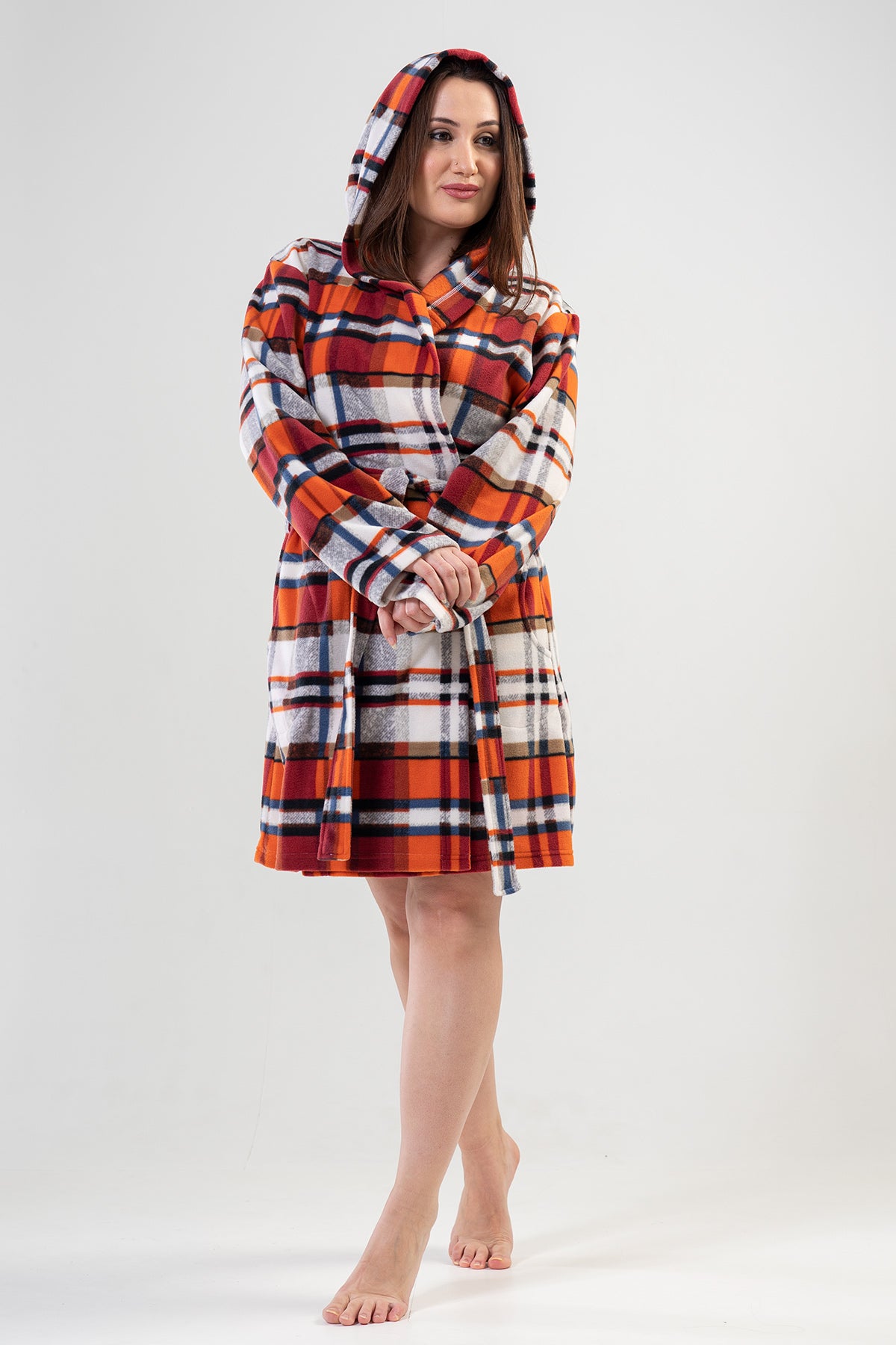 BAYAN POLAR XXL KAPSONLU CEPLI KISA SABAHLIK