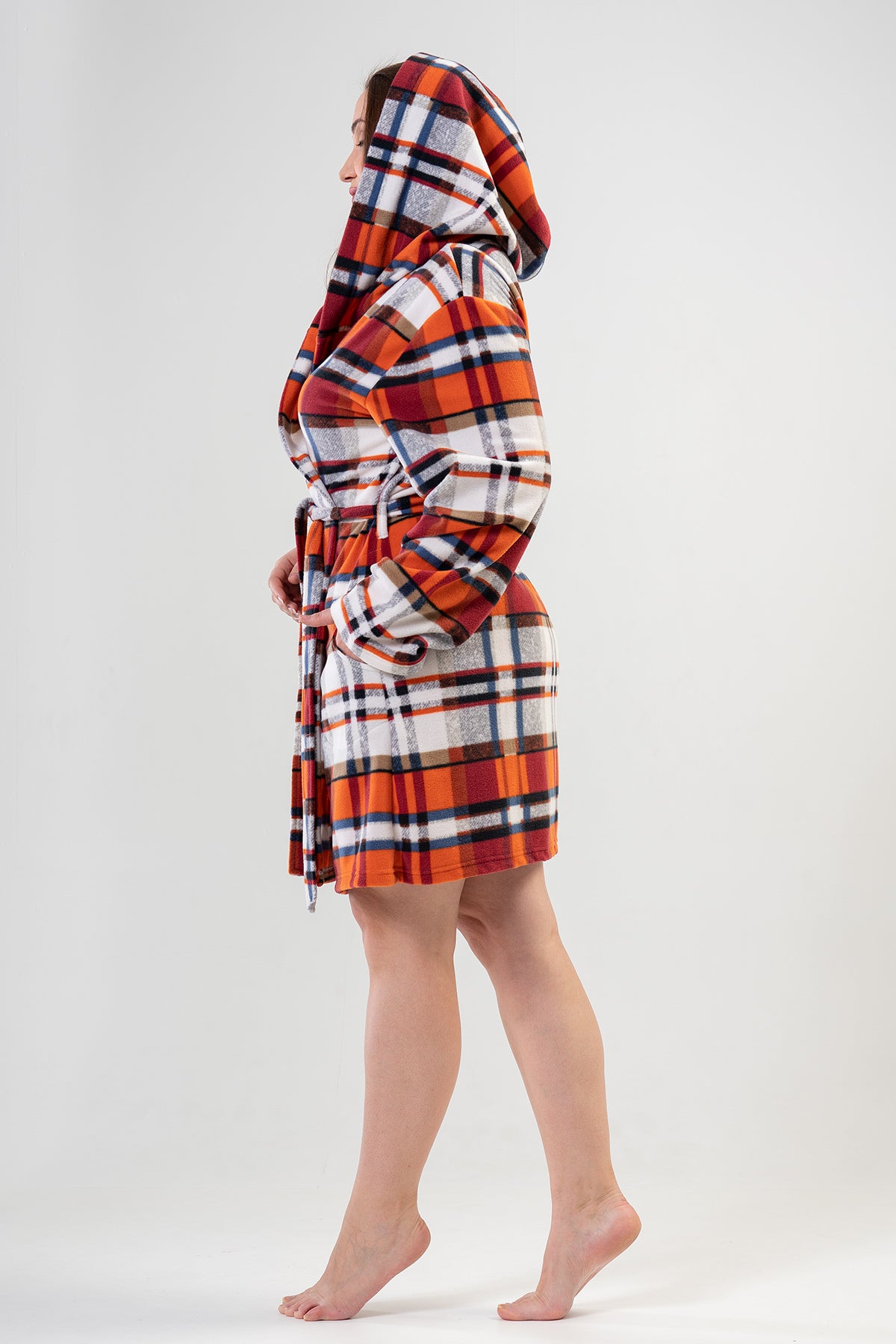 BAYAN POLAR XXL KAPSONLU CEPLI KISA SABAHLIK