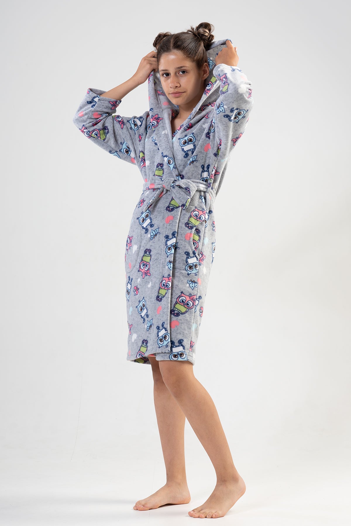 KIZ COCUK POLAR KAPSONLU CEPLI SABAHLIK