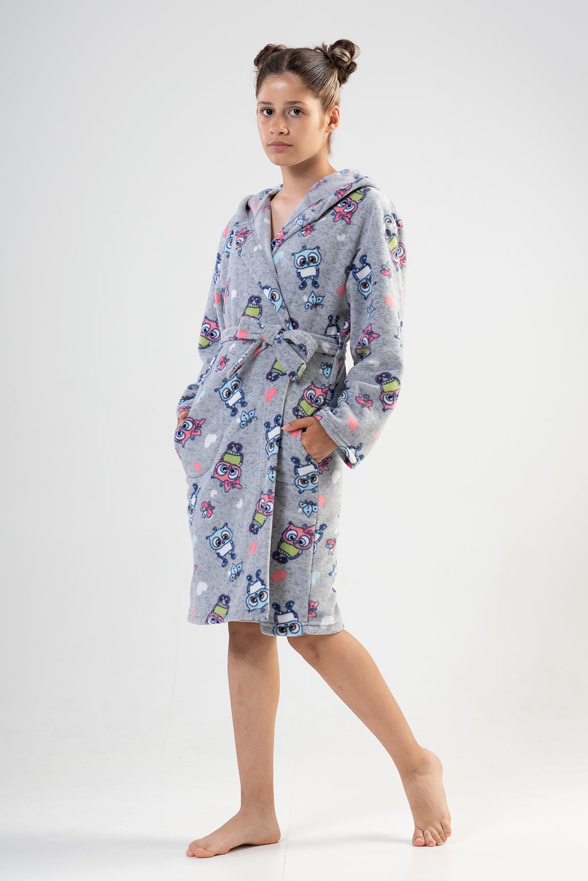 KIZ COCUK POLAR KAPSONLU CEPLI SABAHLIK