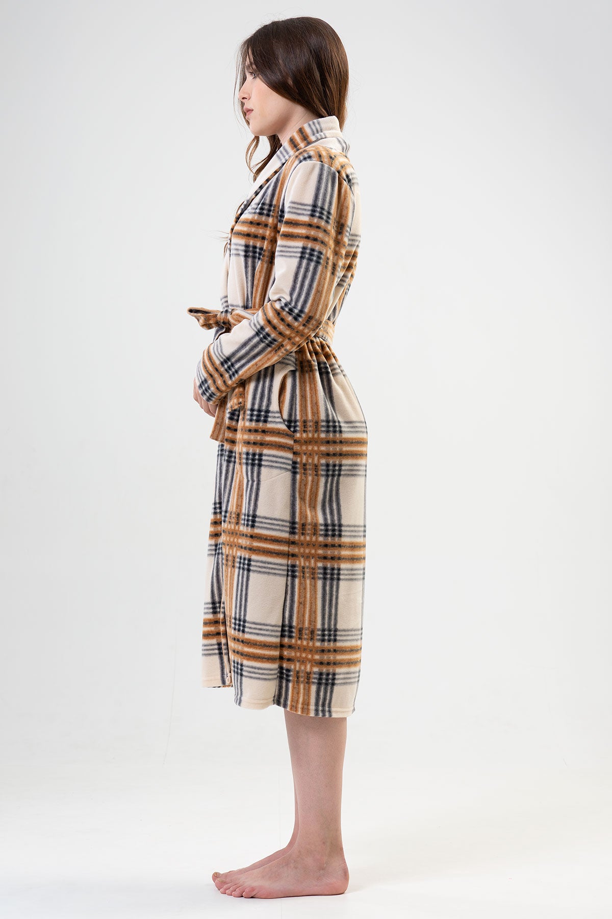 KADIN POLAR SAL YAKA UZUN KOL UZUN SABAHLIK