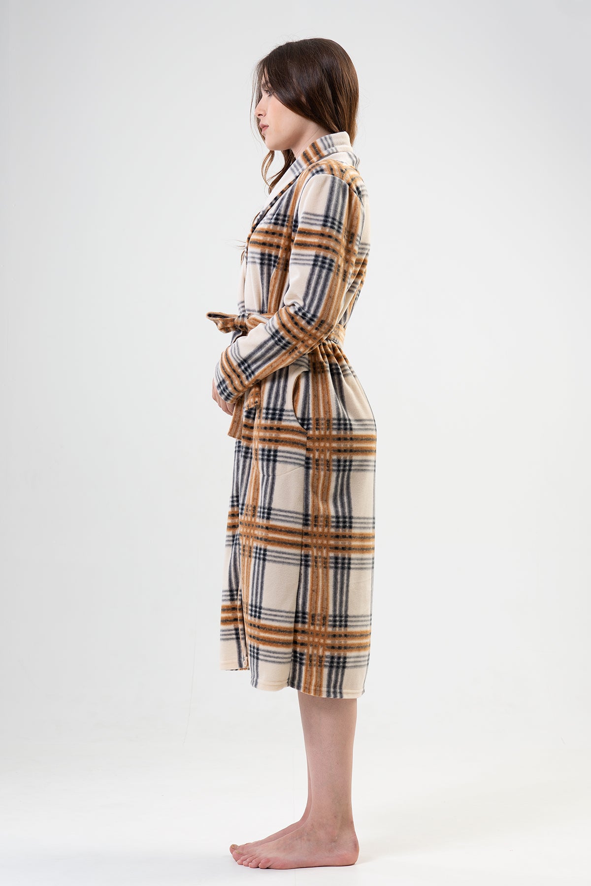 KADIN POLAR SAL YAKA UZUN KOL UZUN SABAHLIK