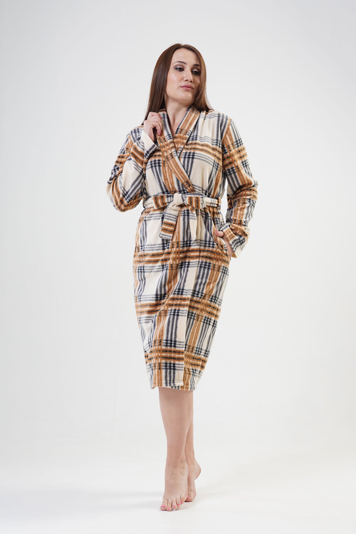 Woman Brown Dressing Gown