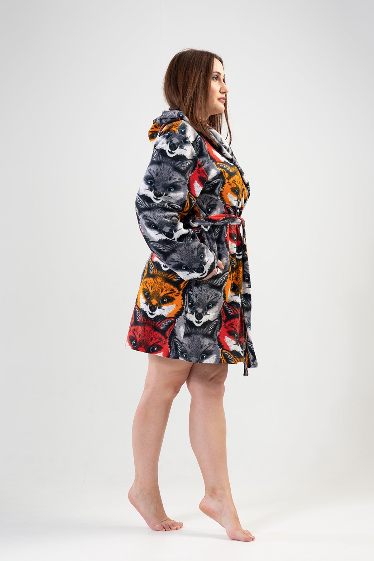 BAYAN POLAR XXL KAPSONLU CEPLI KISA SABAHLIK