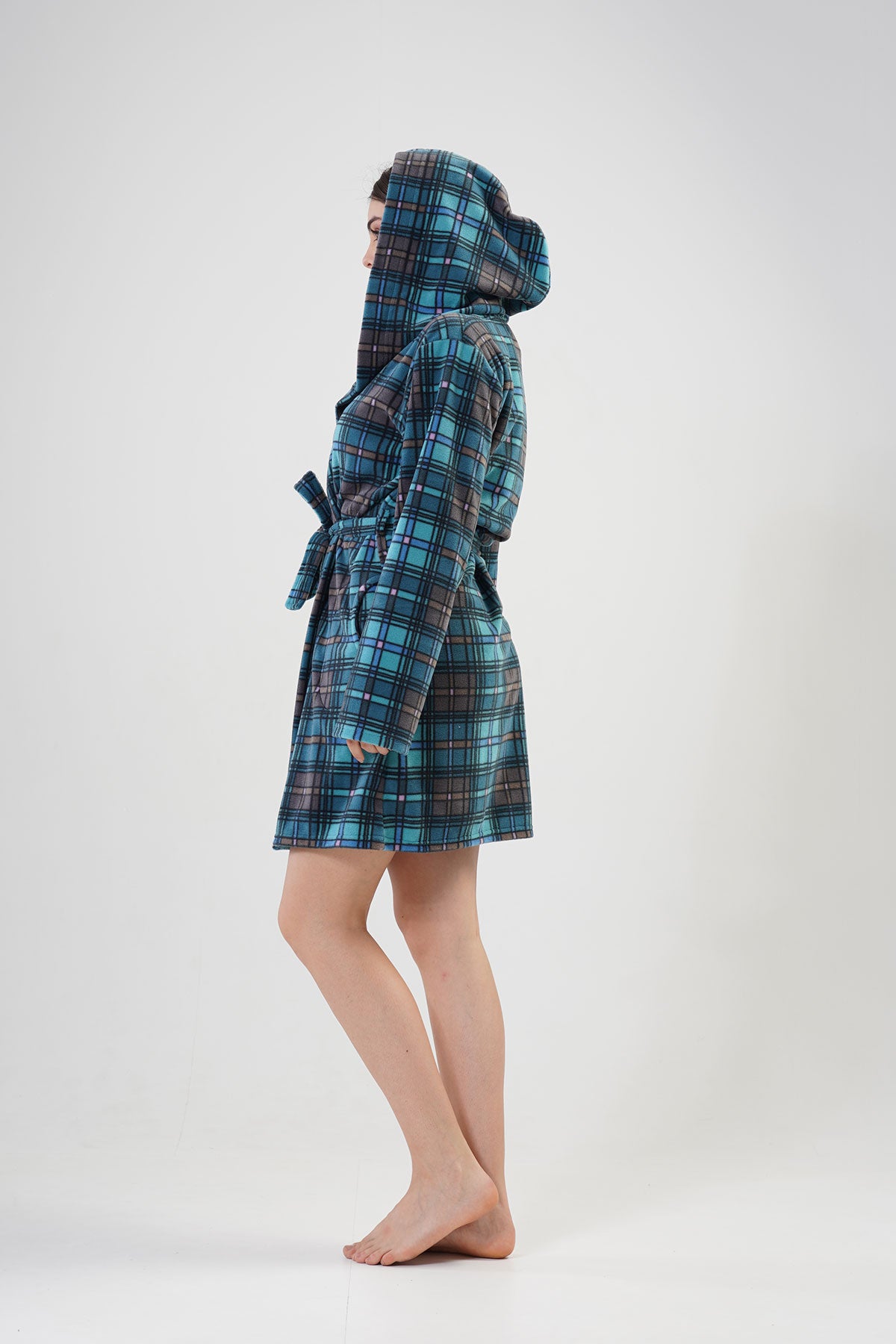 BAYAN POLAR KAPSONLU CEPLI KISA SABAHLIK