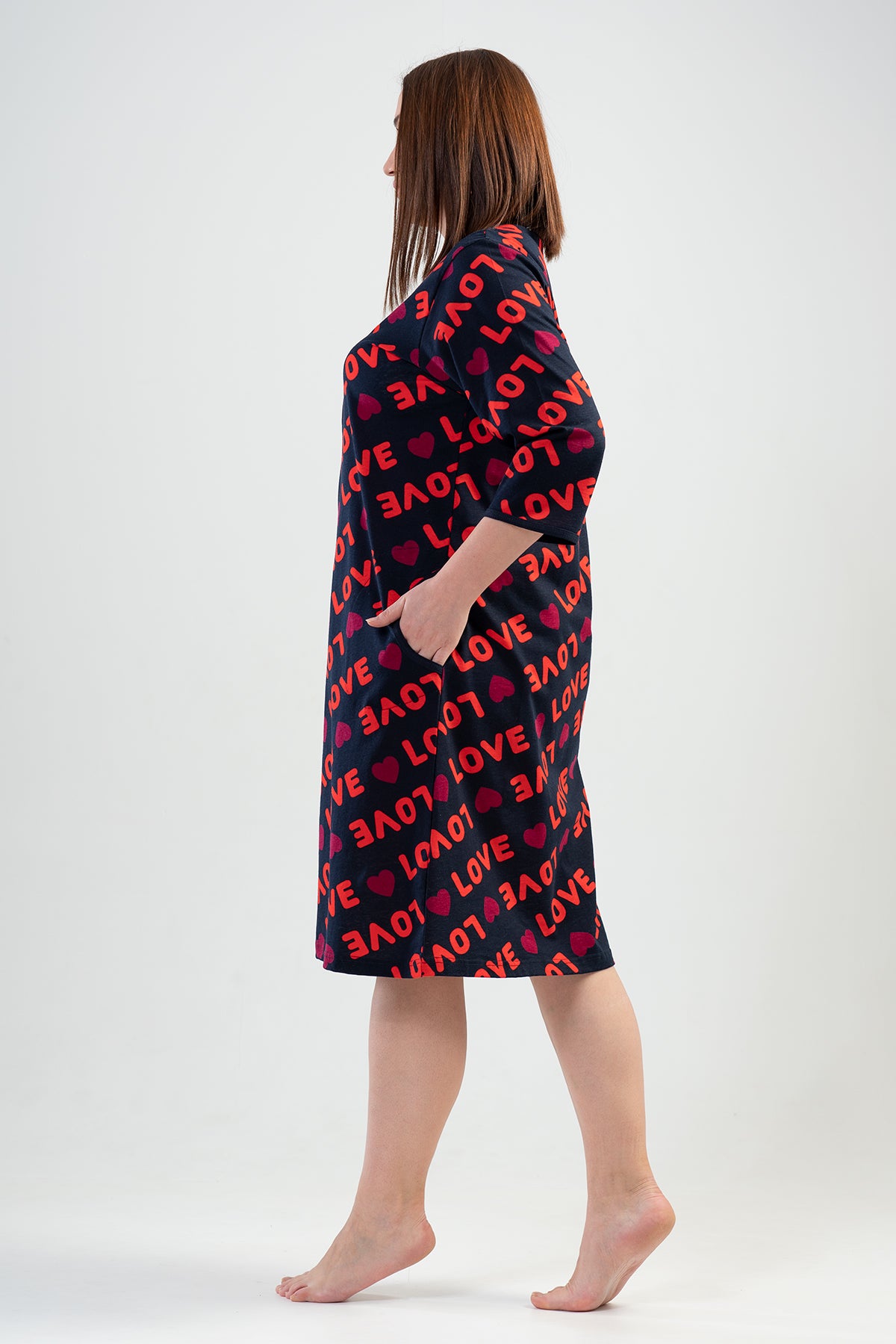 BAYAN P.SUPREM XXL 3/4 KOL FERMUARLI CEPLI EV ELBISESI