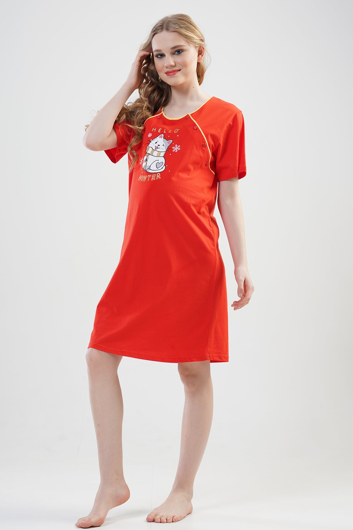 BAYAN P.SUPREM CIFT PATLI KISA KOL HAMILE TUNIK