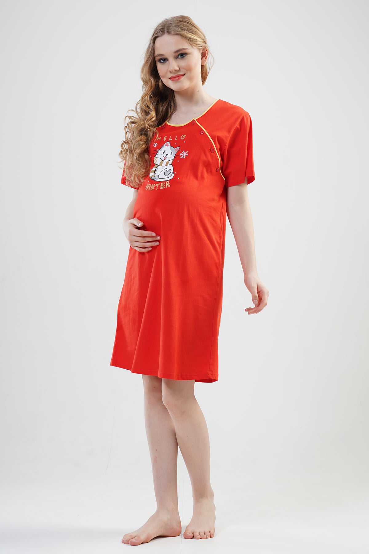 BAYAN P.SUPREM CIFT PATLI KISA KOL HAMILE TUNIK