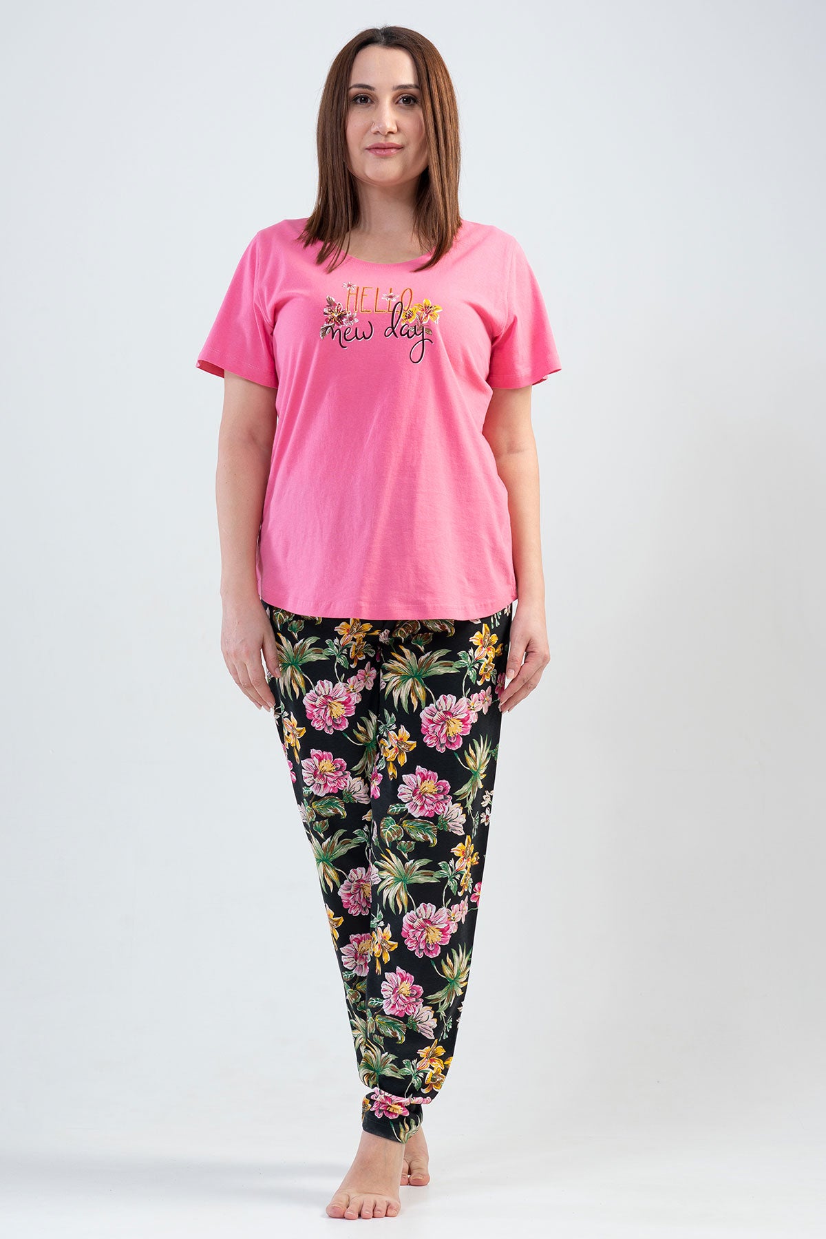 BAYAN P.SUPREM XXL O YAKA KISA KOL ETEGI OVAL PIJAMA TK