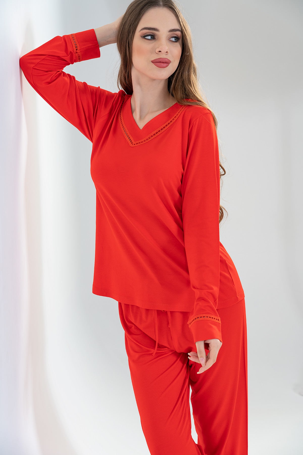 Woman Fiery Red Pyjama Set