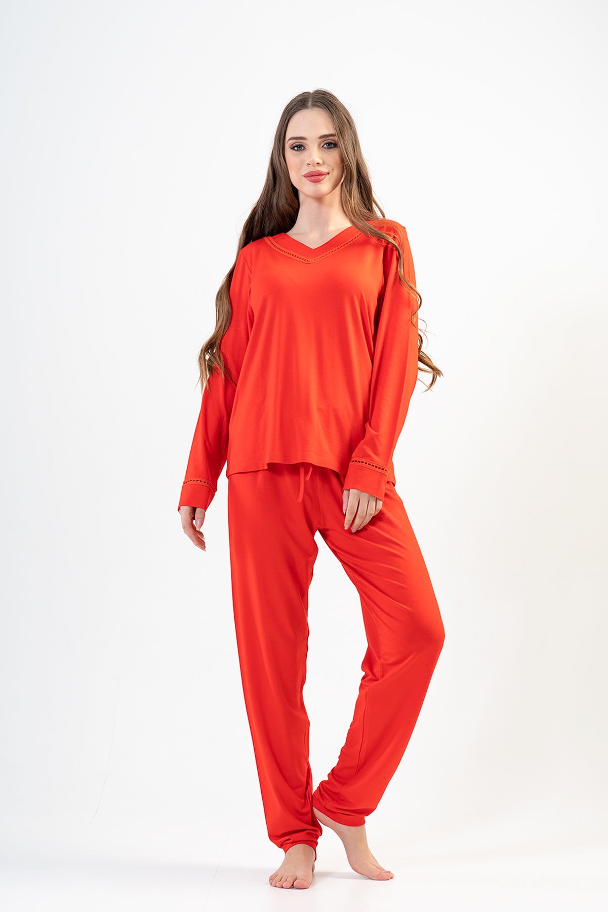 Woman Fiery Red Pyjama Set