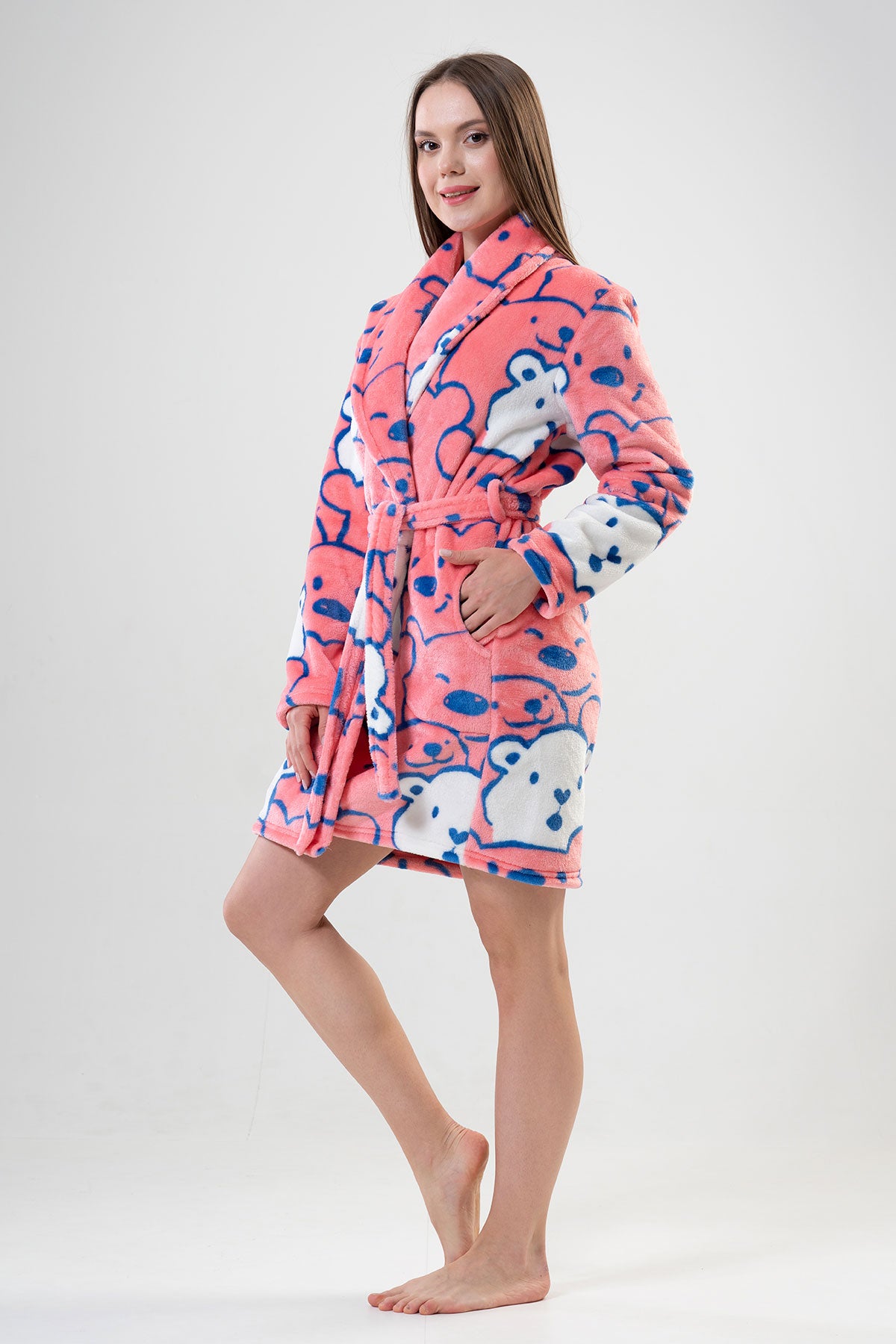 BAYAN SOFT SAL YAKA UZUN KOL KISA CEPLI SABAHLIK