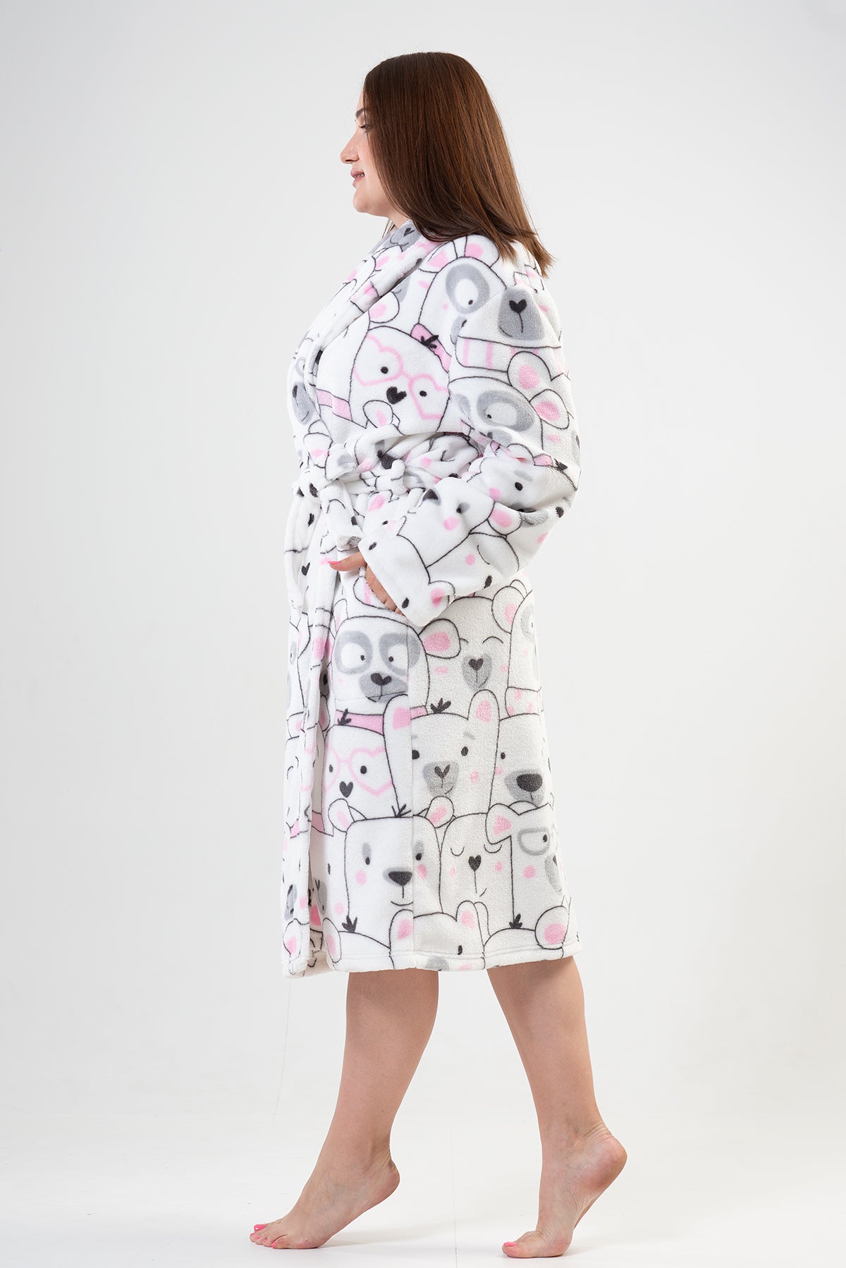 Woman Big Size Bright White Dressing Gown