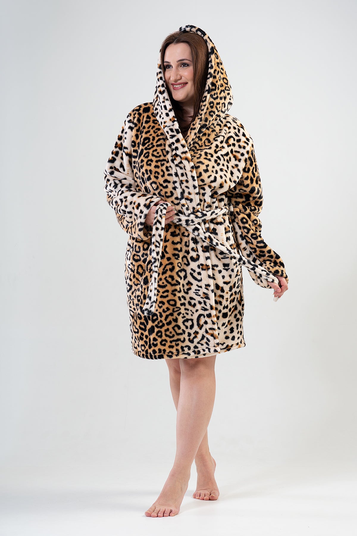 Woman Big Size Cream Dressing Gown