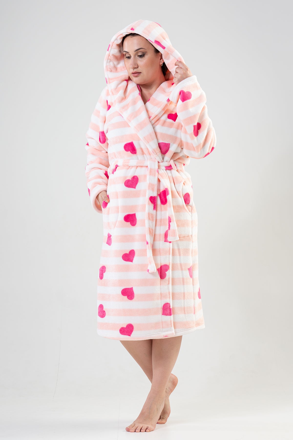 BAYAN SOFT XXL KAPSONLU UZUN KOL CEPLI UZUN SABAHLIK