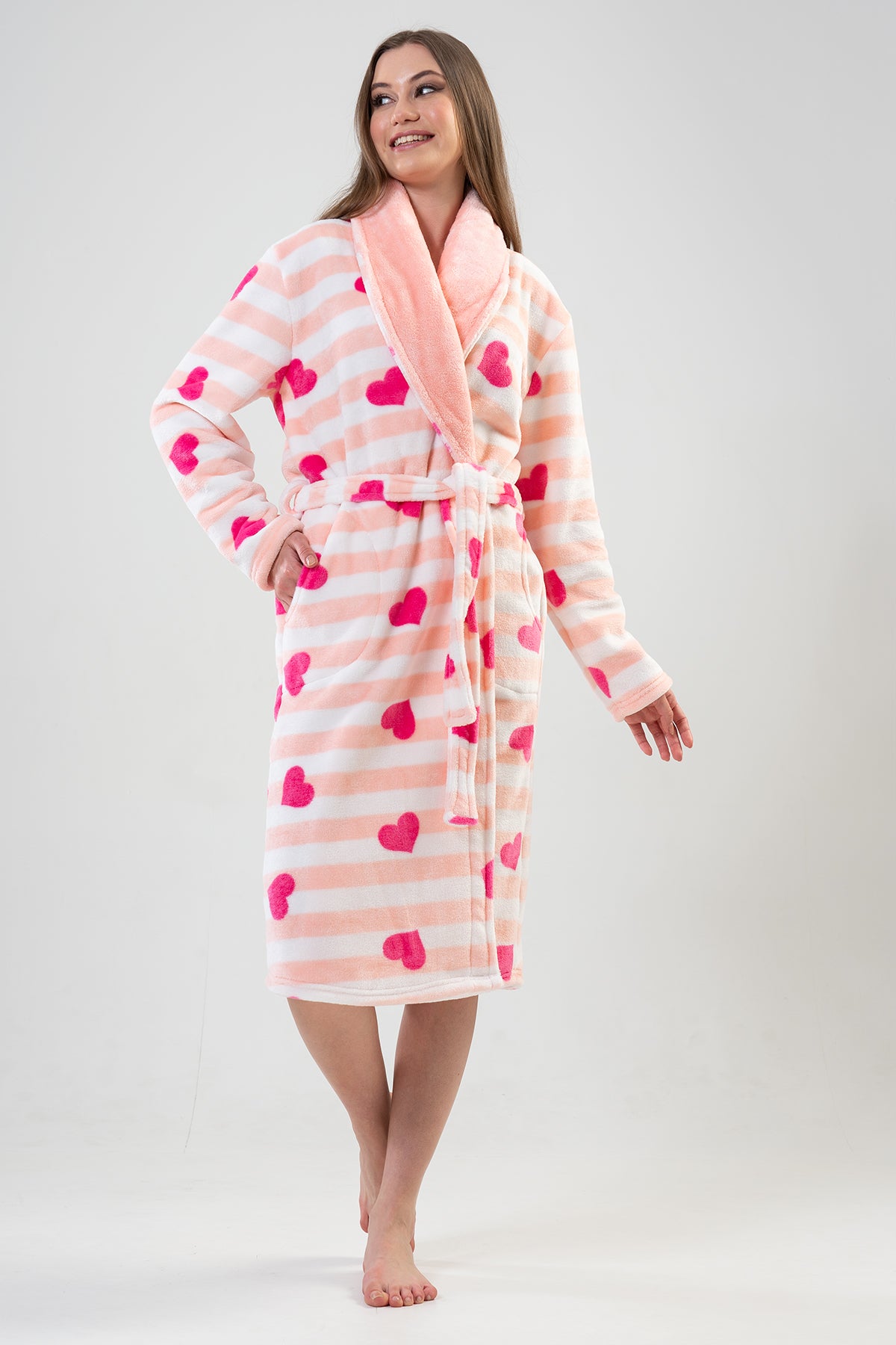 Woman Fuchsia Long Dressing Gown