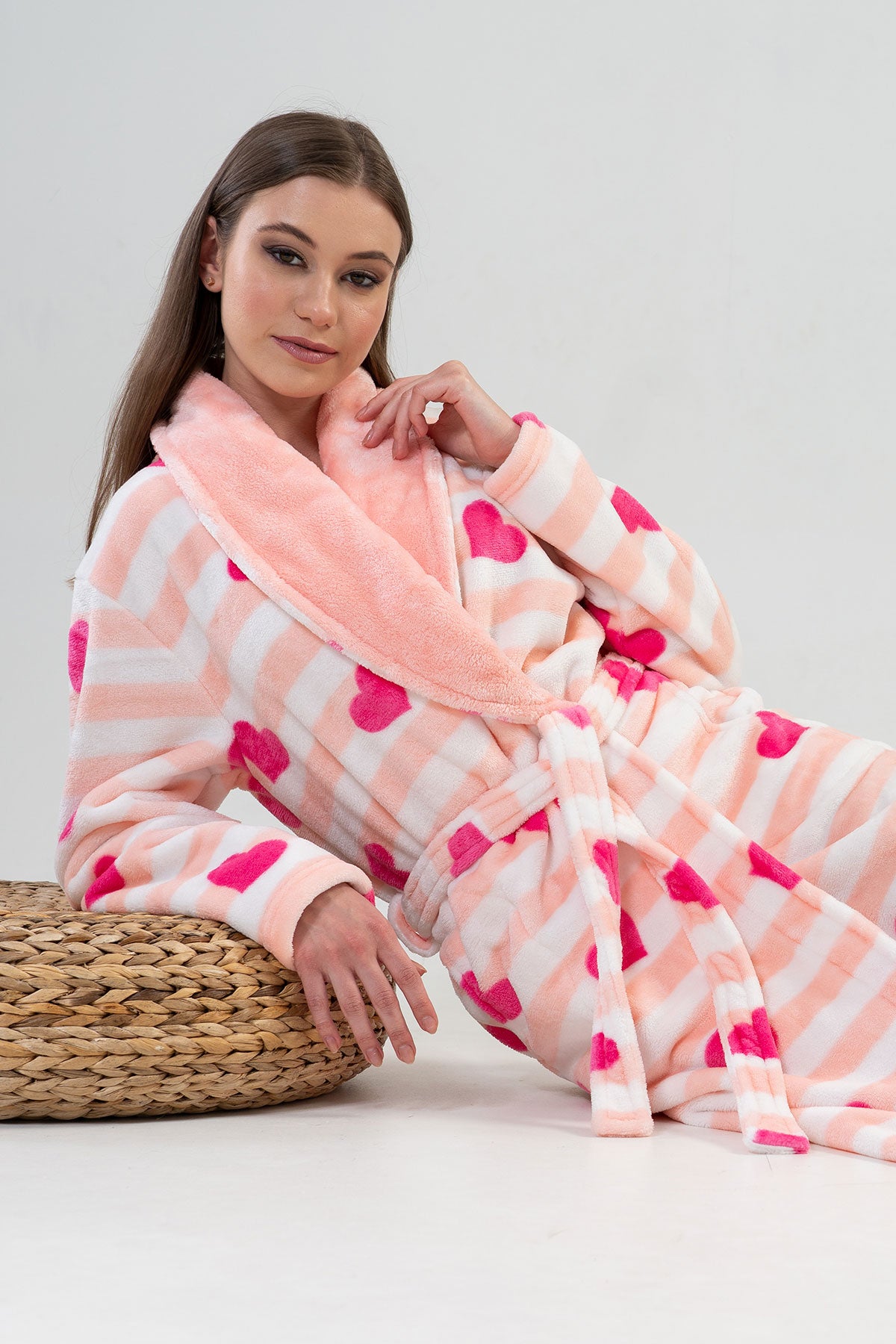 Woman Fuchsia Long Dressing Gown
