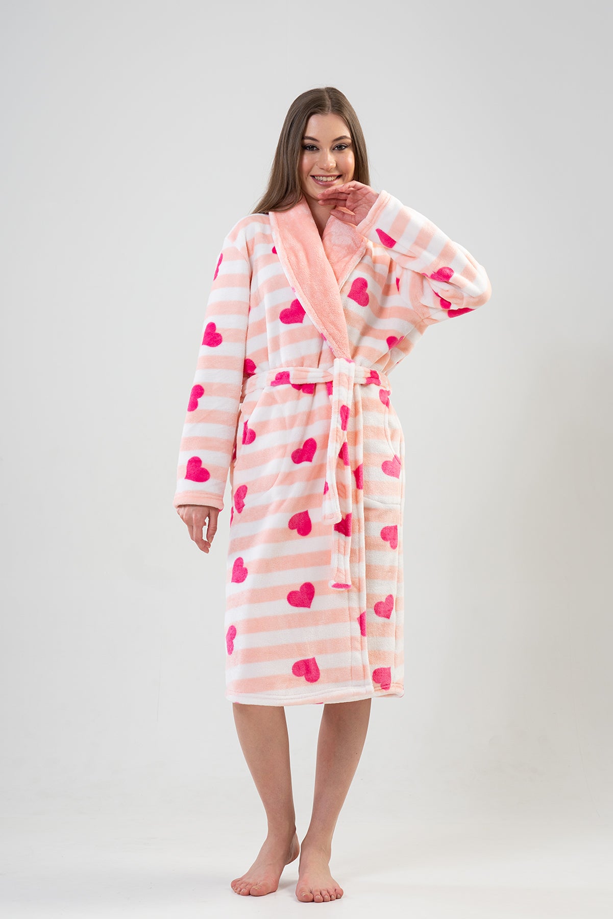 Woman Fuchsia Long Dressing Gown