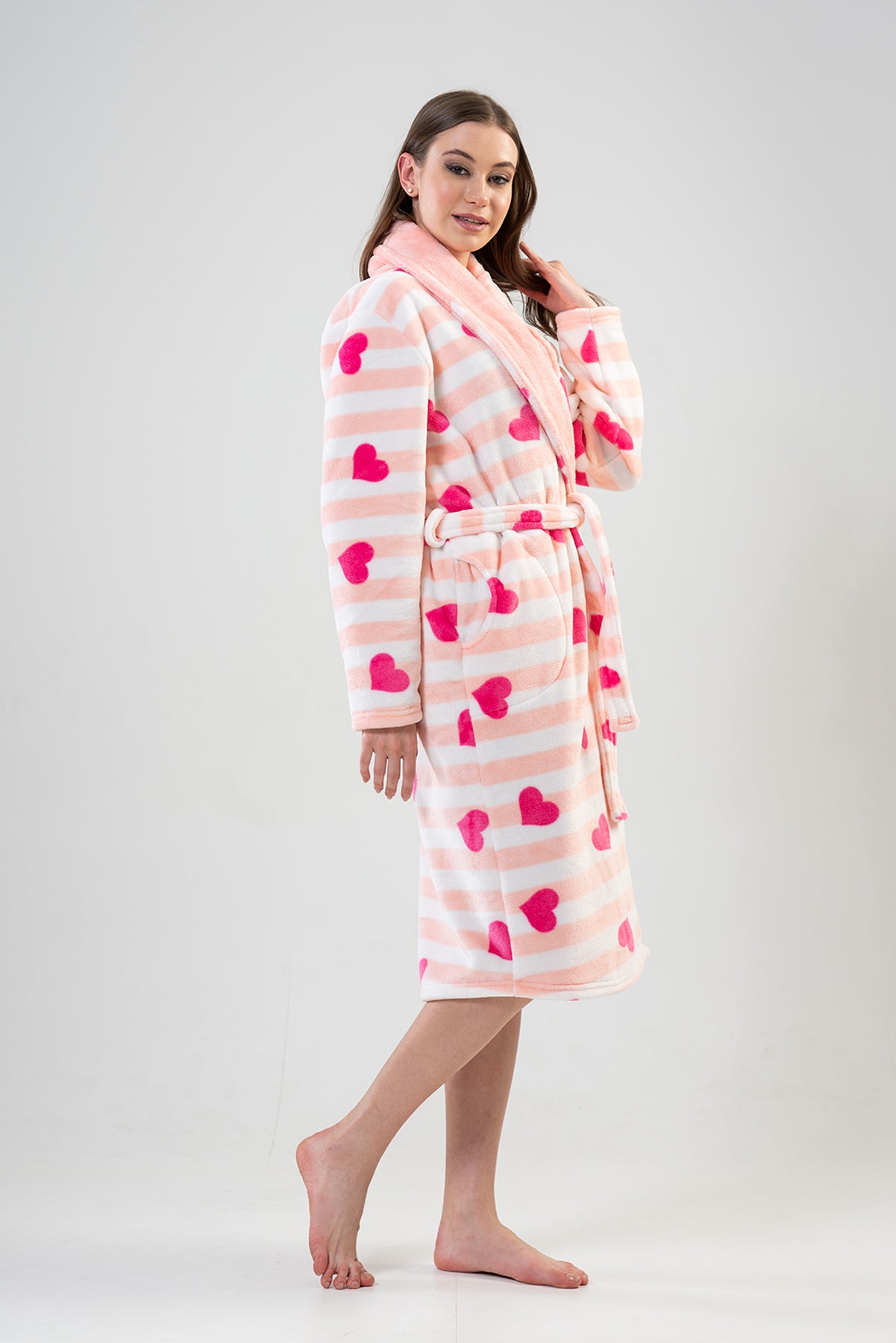 Woman Fuchsia Long Dressing Gown