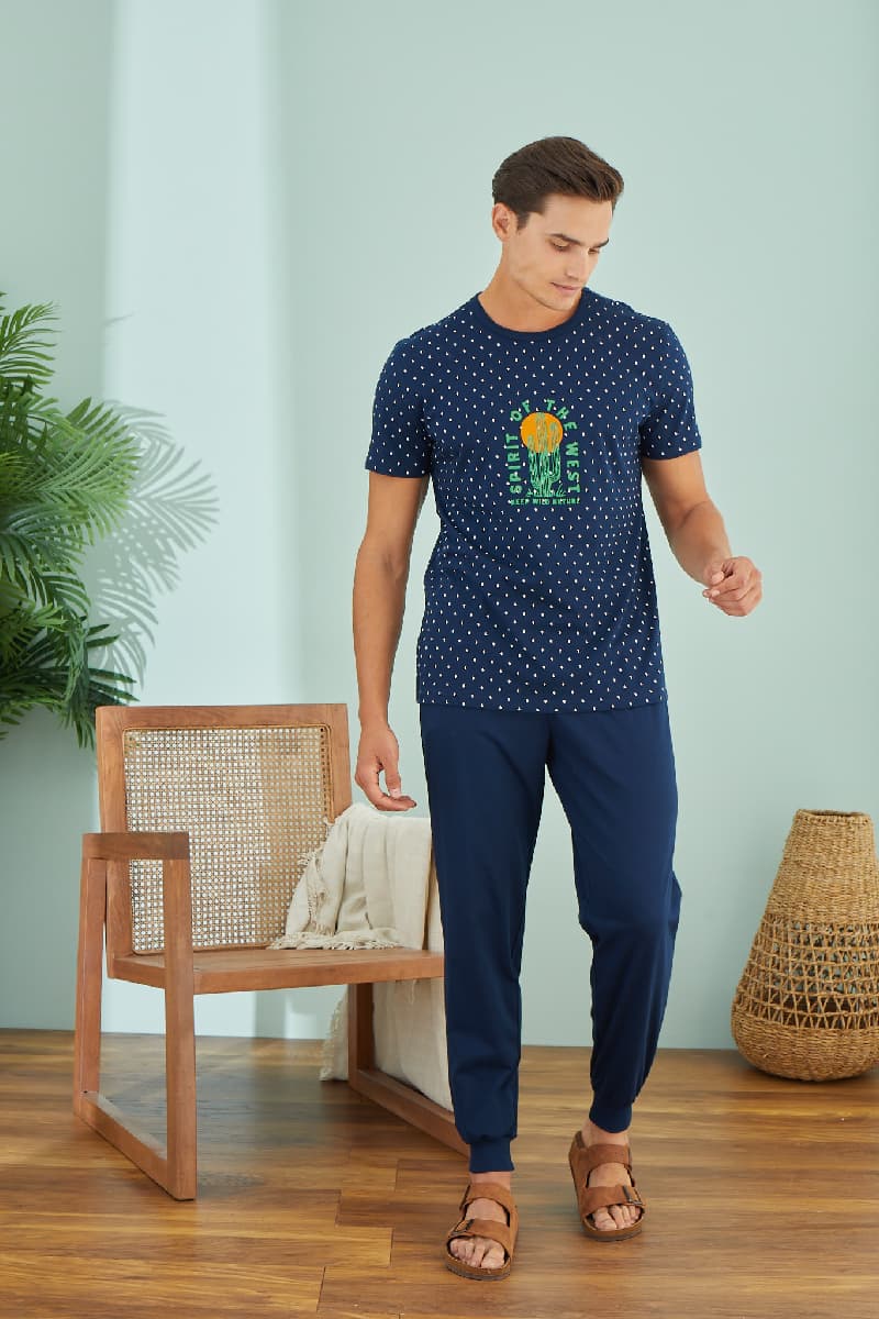 9479 Erkek Baskılı Pijama Takım