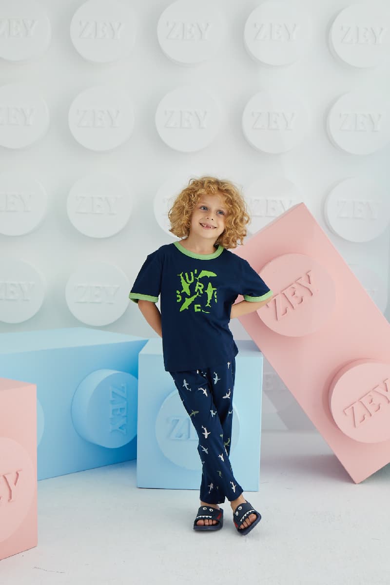 8664 Erkek Çocuk Baskılı Pijama Takım