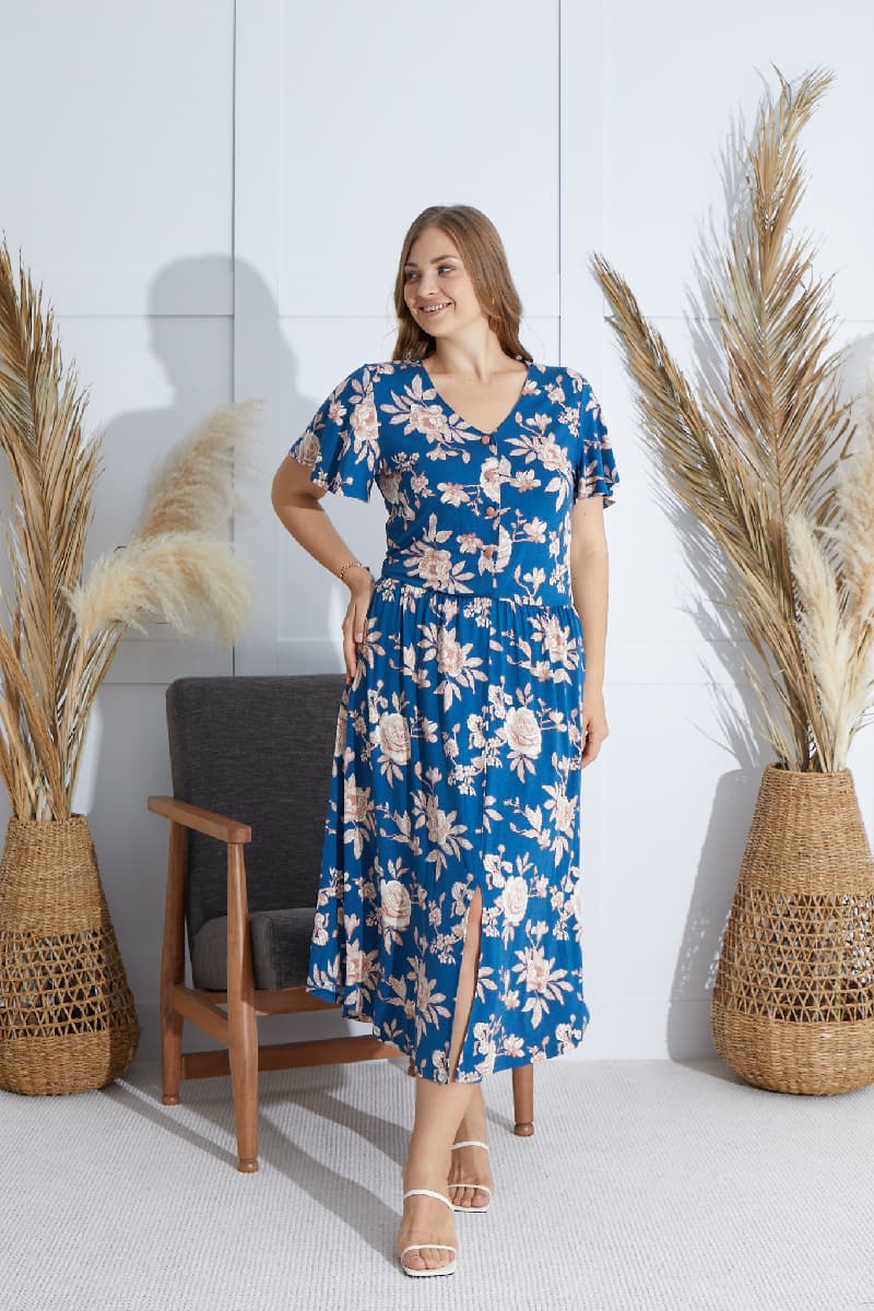 15802 BAYAN BATTAL BOY YARIM KOL ELBİSE