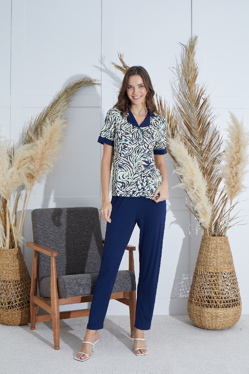 15835 BAYAN DÜĞMELİ PİJAMA TAKIM