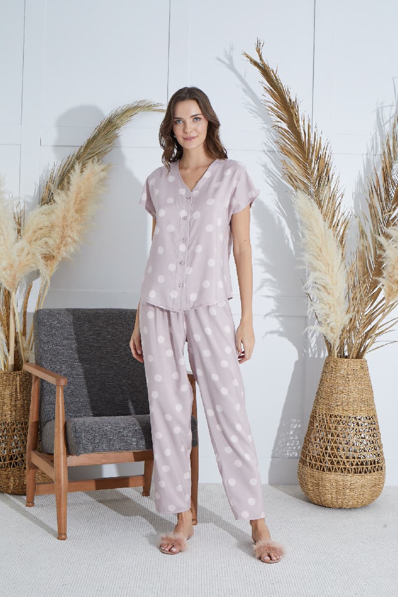 15921 BAYAN DÜĞMELİ PİJAMA TAKIM