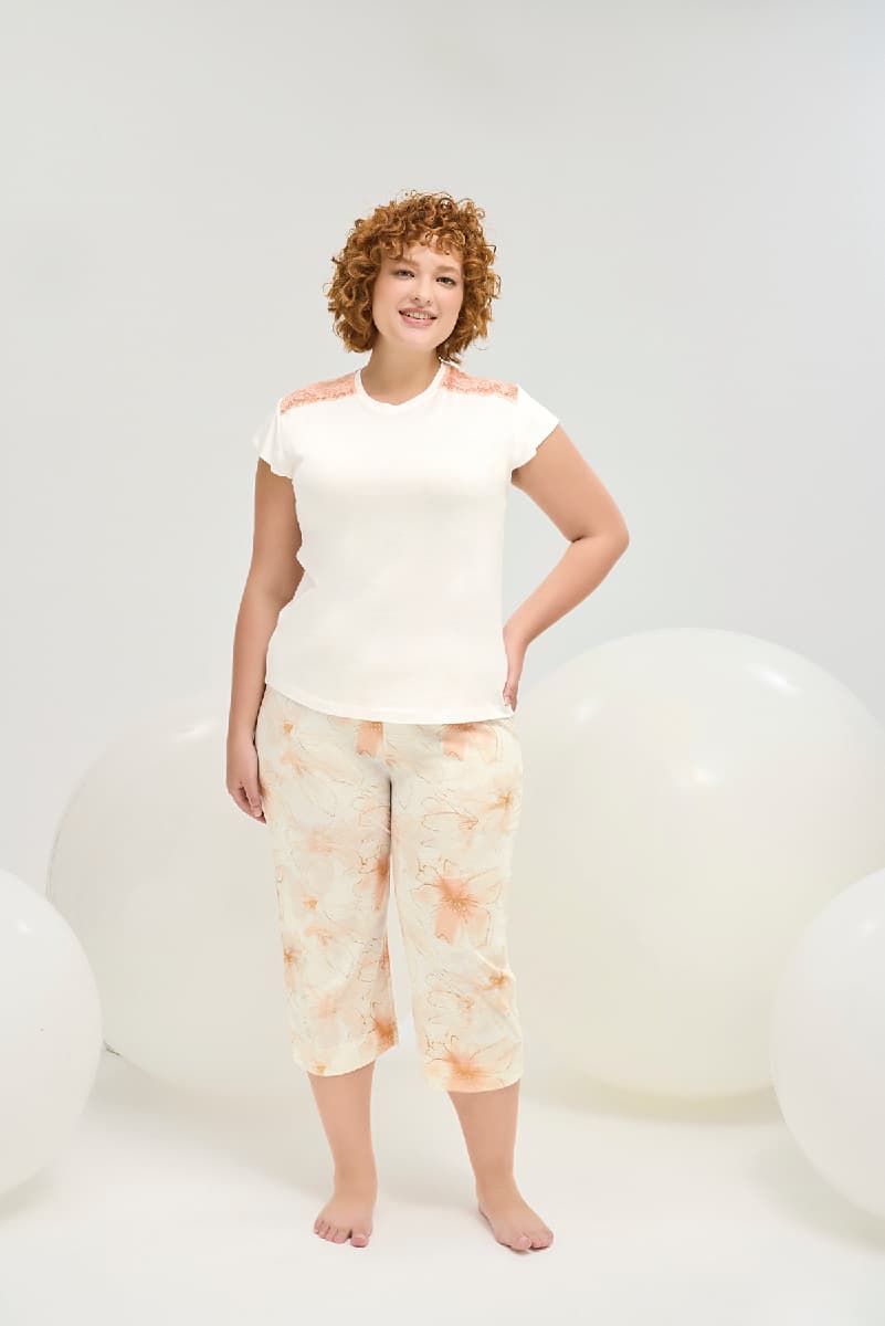 16483 Kadın Büyük Beden Kapri Takım