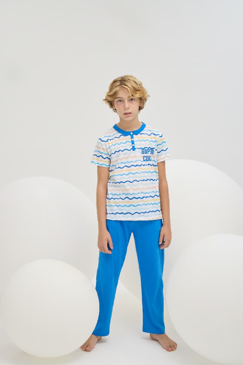 8813 Erkek Çocuk Baskılı Pijama Takım
