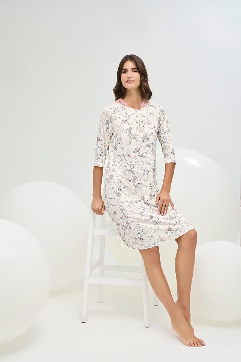 16567 Kadın Truvakar Kol Gecelik