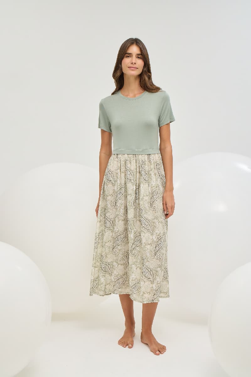 16497 Kadın Bisiklet Yaka Uzun Elbise