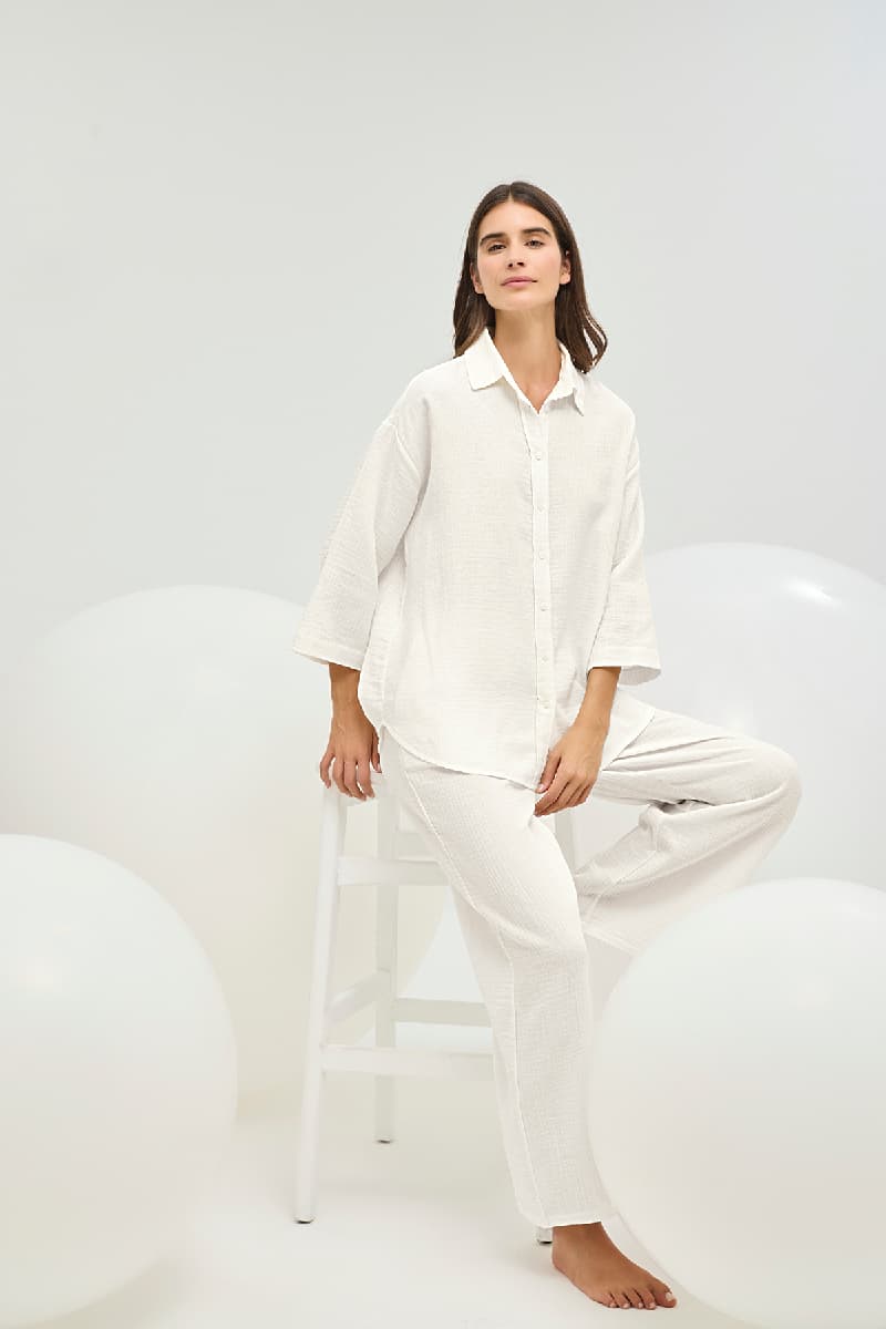 16835 Kadın Düğmeli Pijama Takım