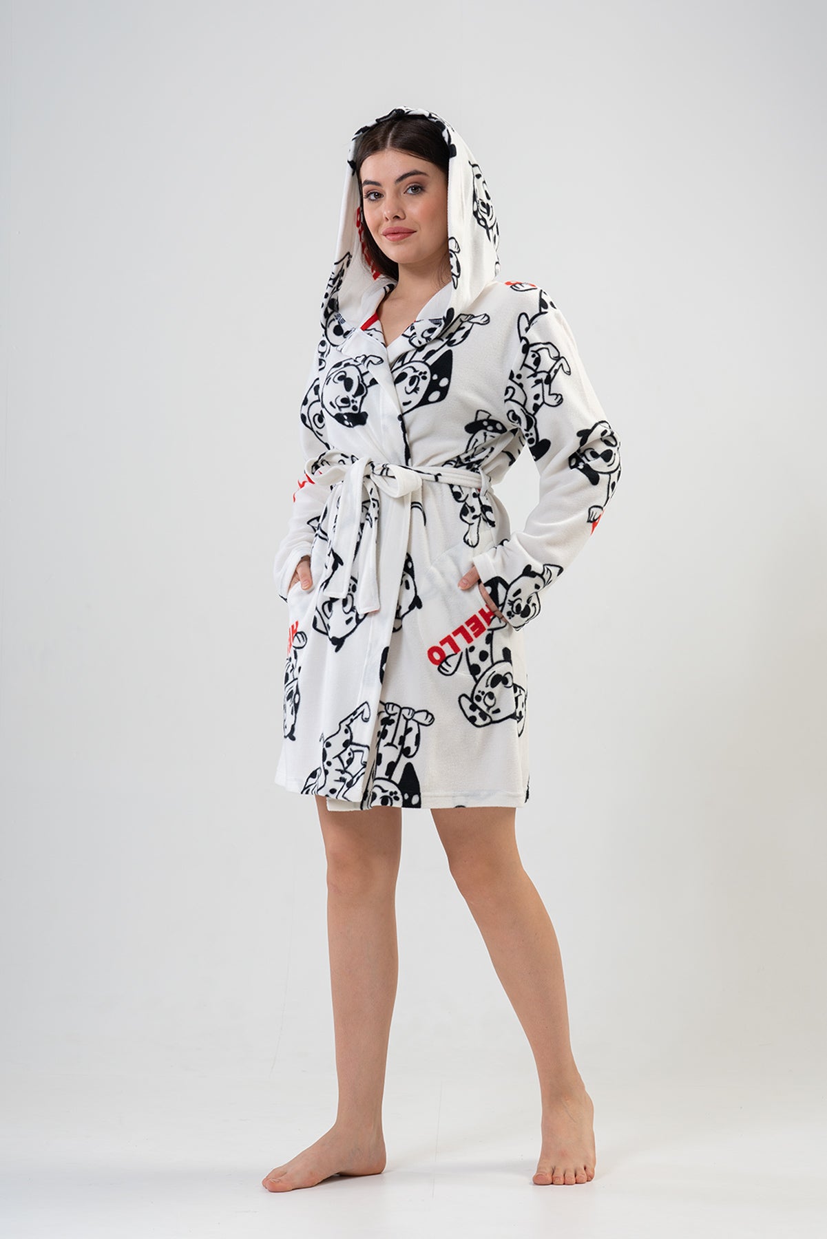 Woman Sweet Dog Fleece Dressing Gown