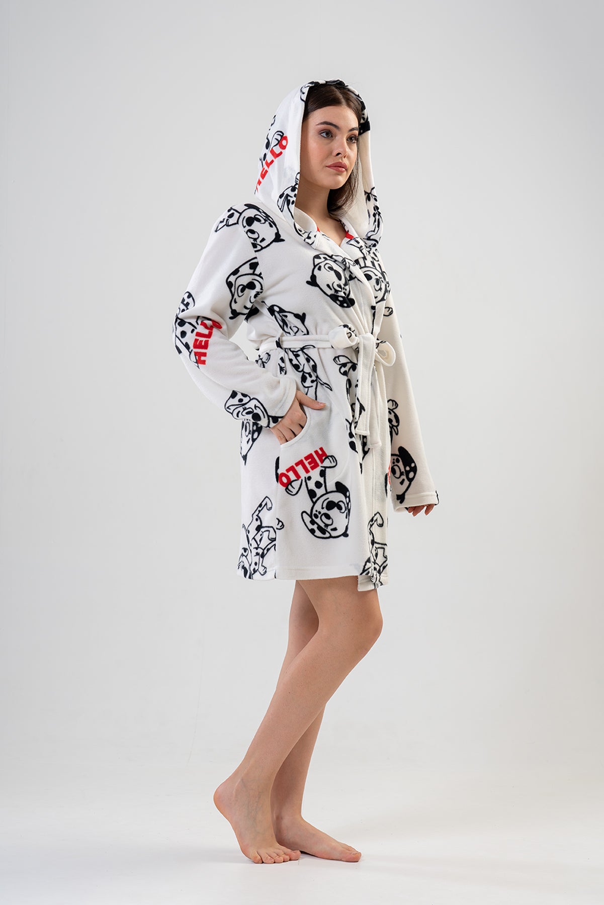 Woman Sweet Dog Fleece Dressing Gown