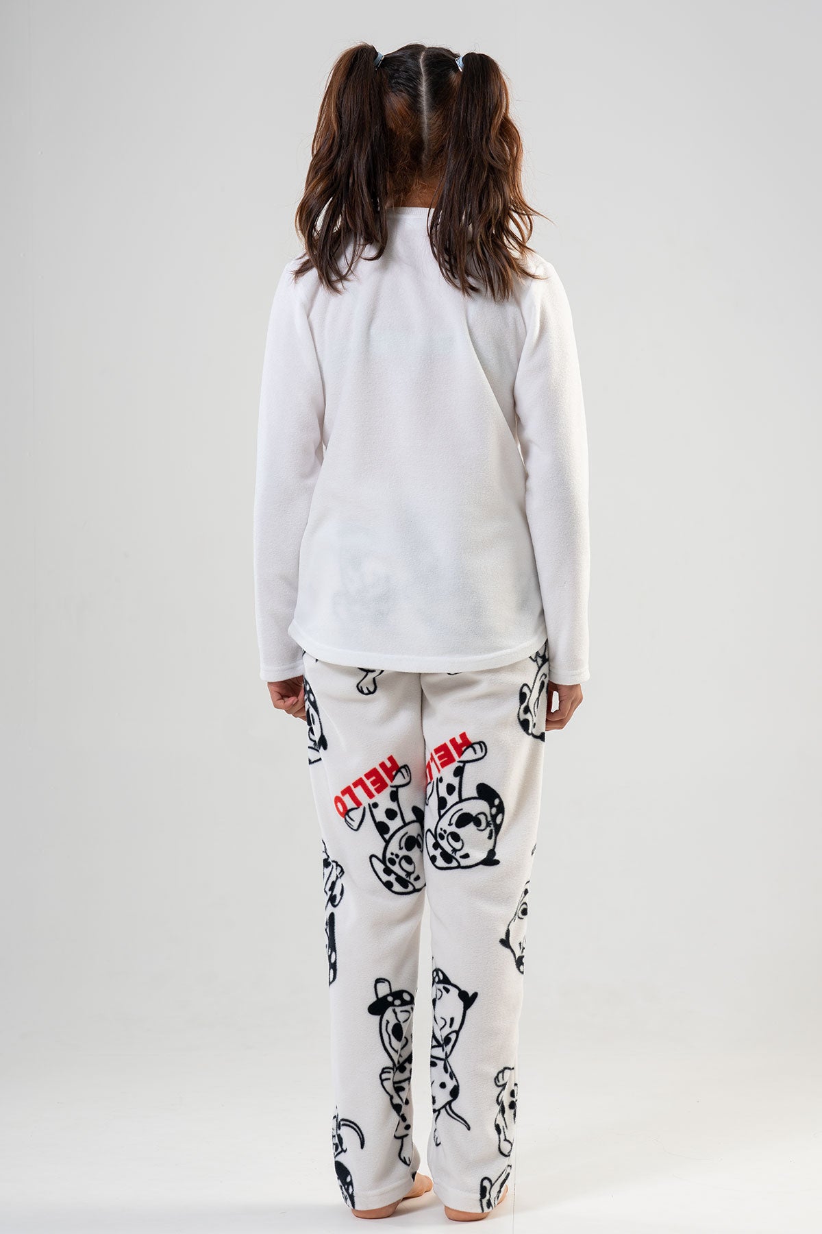 KIZ COCUK POLAR O YAKA UZUN KOL ETEGI OVAL CEPLI PIJAMA TAKIM